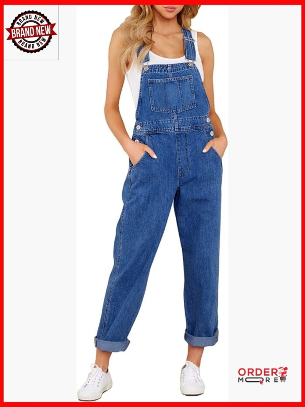 Overalls for Women Loose Fit Jean Denim Bib Jumpsuit Stretch Overall Pants